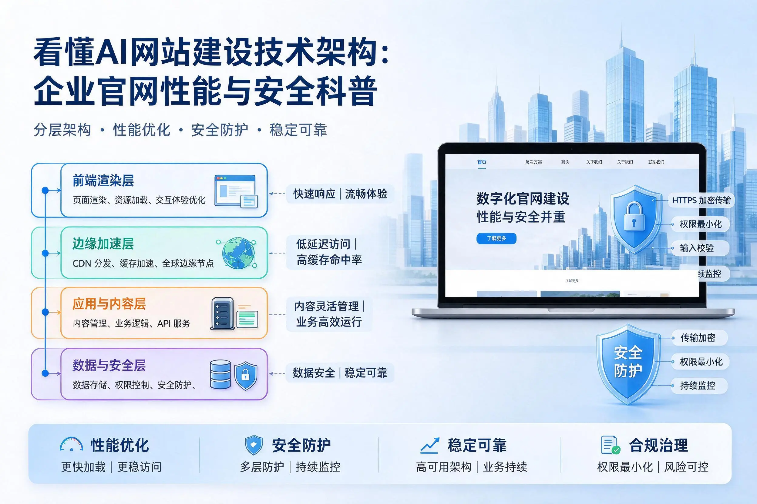 看懂AI网站建设技术架构:和田企业官网性能与安全科普