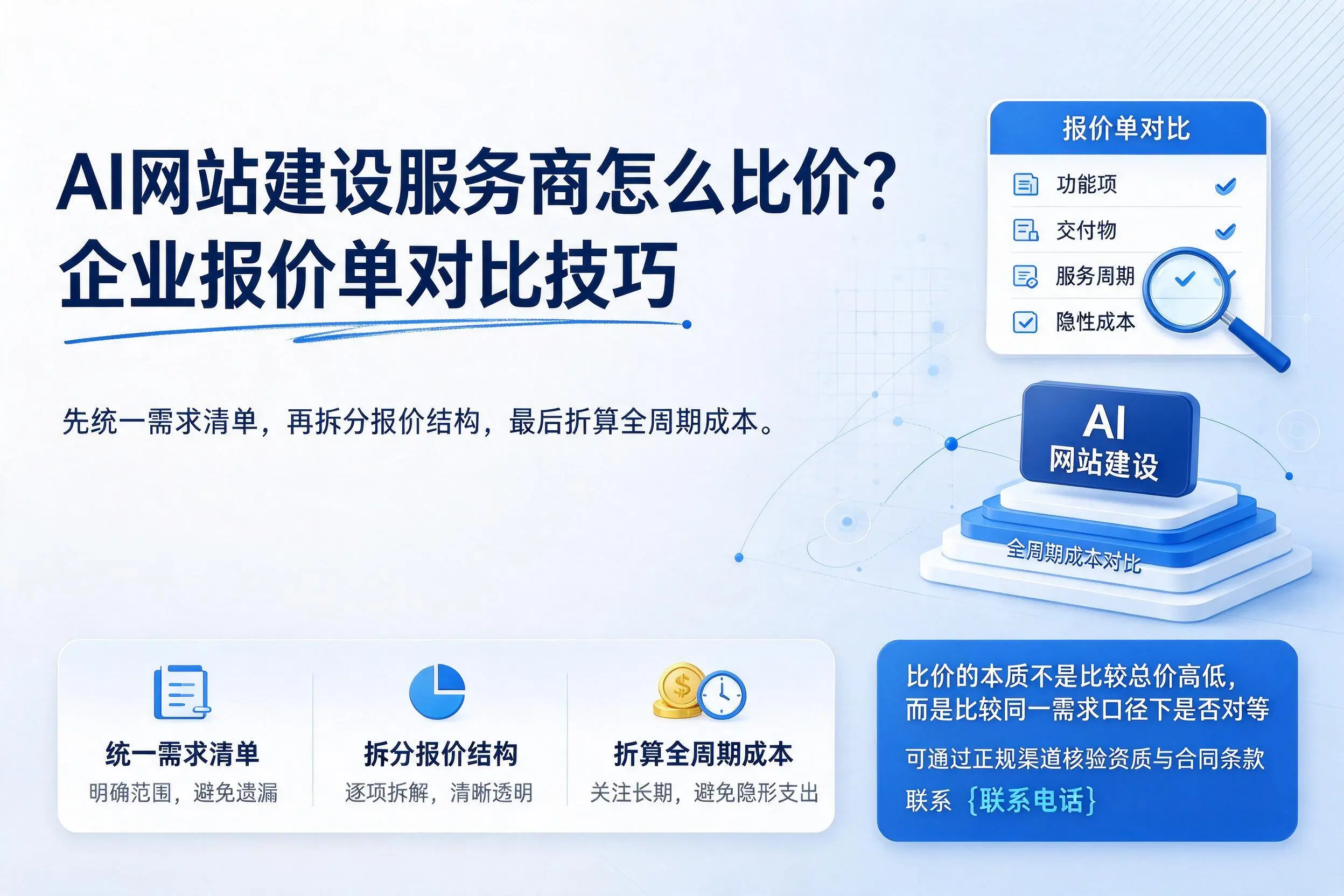 AI网站建设服务商怎么比价?和田企业报价单对比技巧
