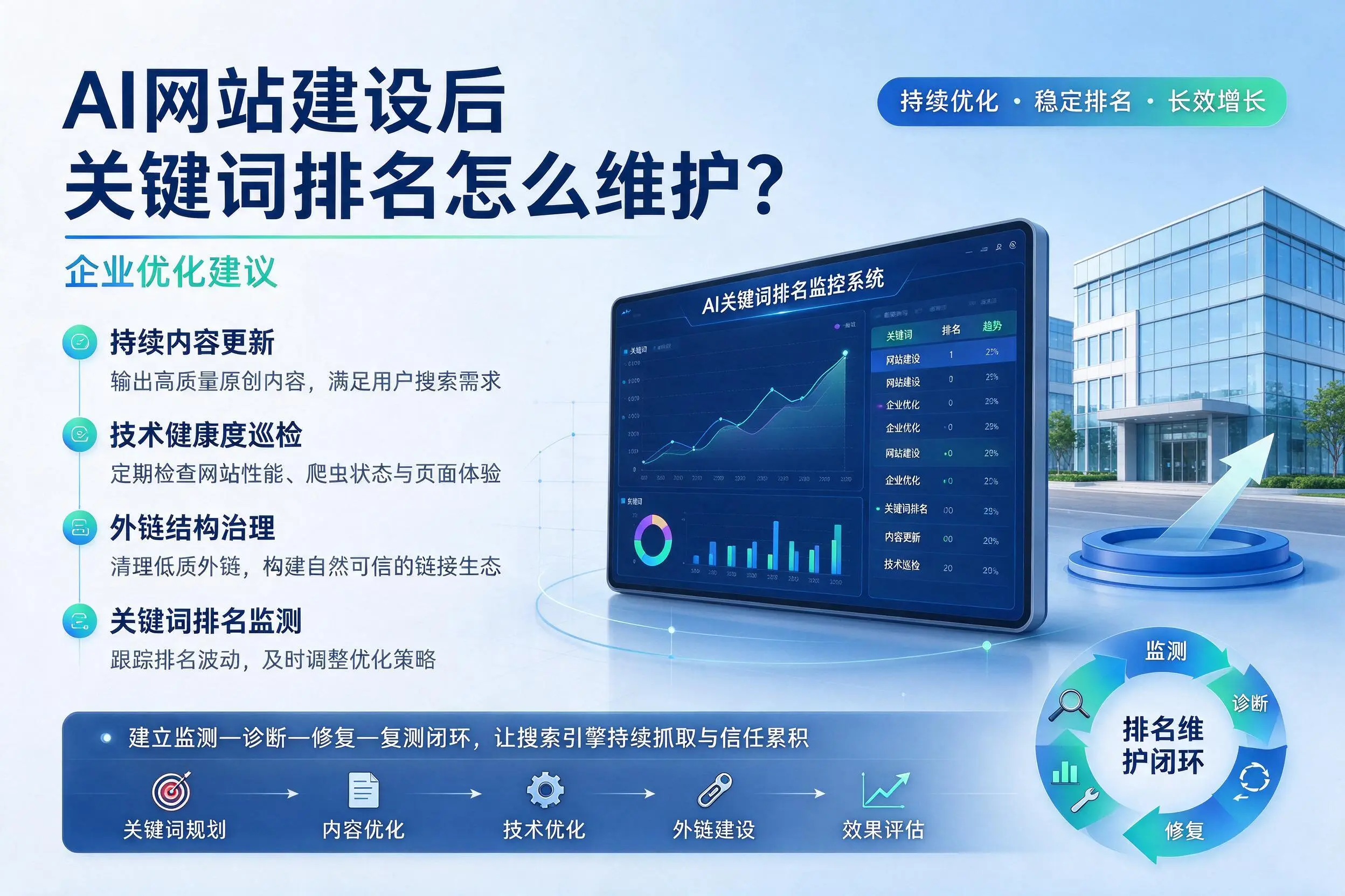 AI网站建设后关键词排名怎么维护？和田企业优化建议